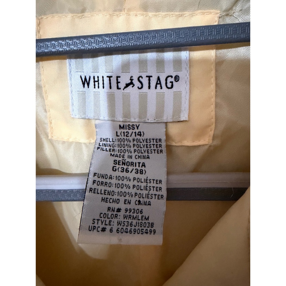 White Stag Women's Pale Yellow Quilted Button Front Jacket Large L 12/14 - Picture 6 of 6
